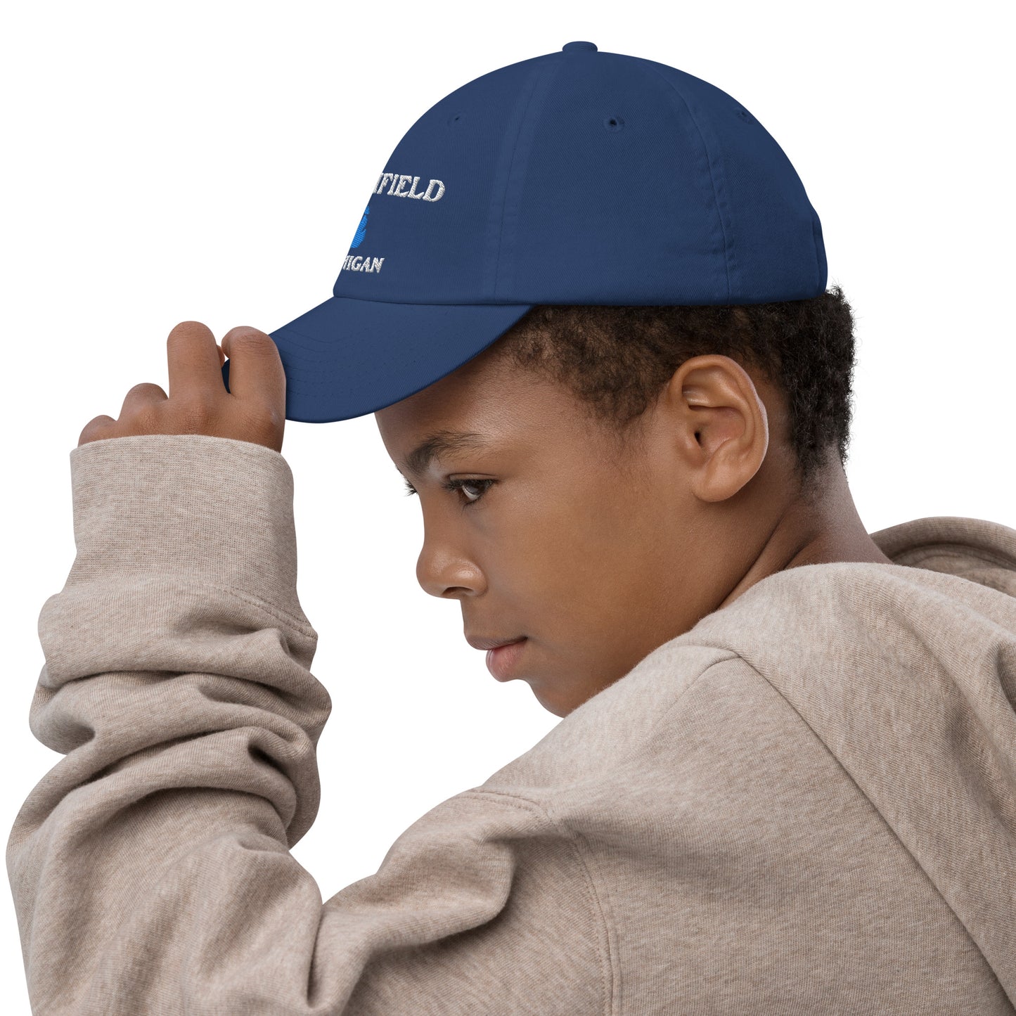 'Southfield Michigan' Youth Baseball Cap (w/ Michigan Outline)