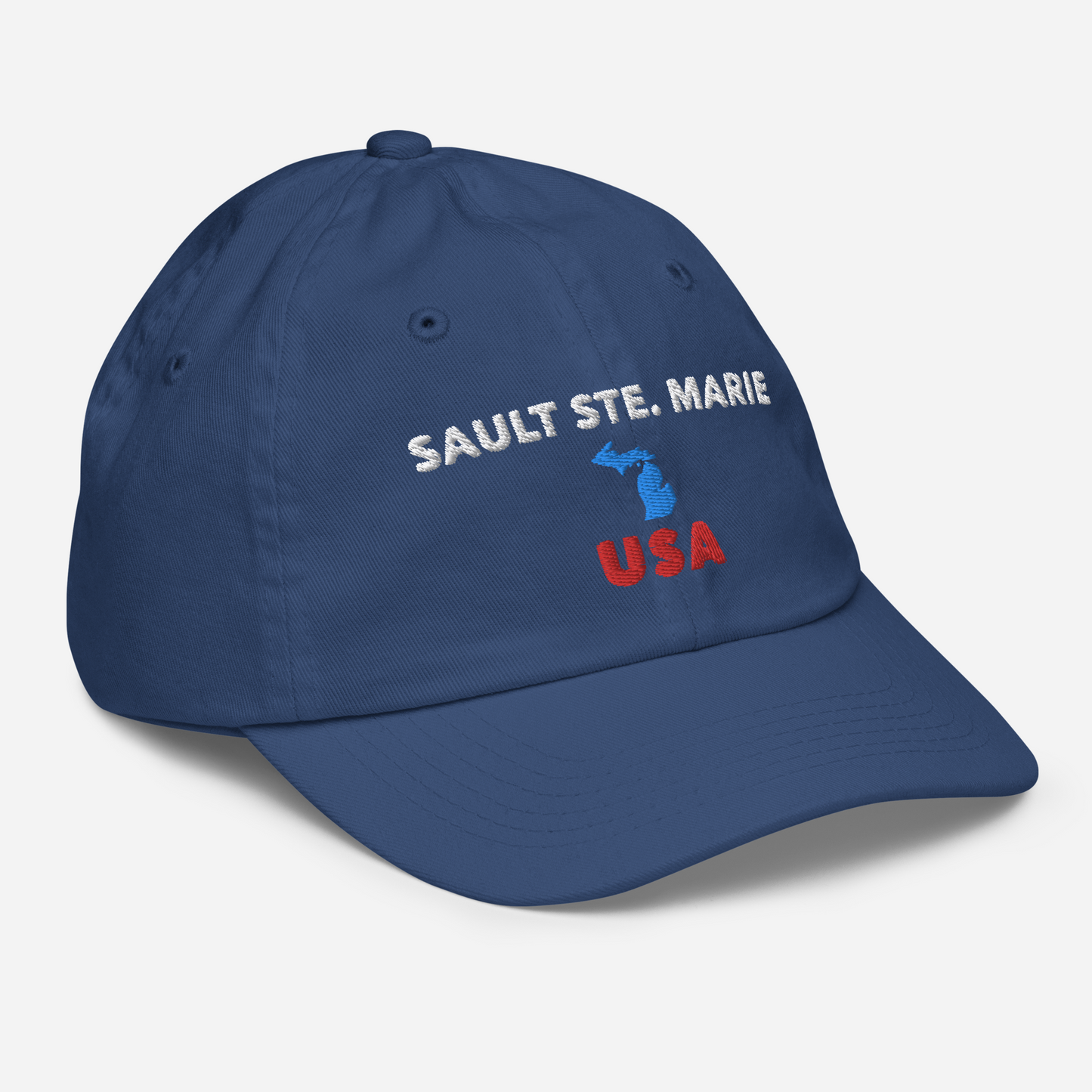 'Sault Ste. Marie USA' Youth Baseball Cap (w/ Michigan Outline)