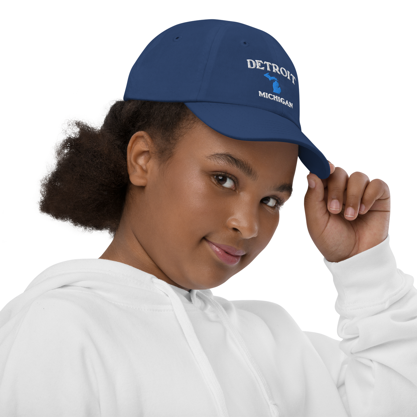 'Detroit Michigan' Youth Baseball Cap (w/ Michigan Outline)