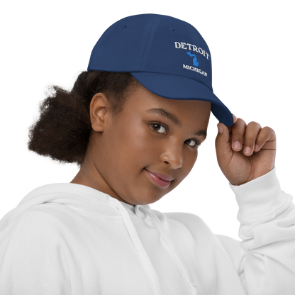 'Detroit Michigan' Youth Baseball Cap (w/ Michigan Outline)