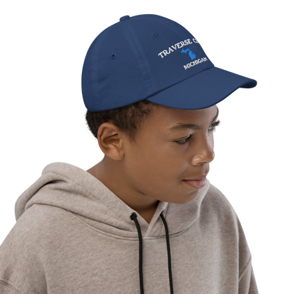 'Traverse City Michigan' Youth Baseball Cap (w/ Michigan Outline)