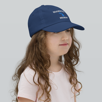 'Manistee Michigan' Youth Baseball Cap (w/ Michigan Outline)