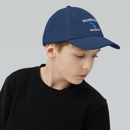 'Manistee Michigan' Youth Baseball Cap (w/ Michigan Outline)