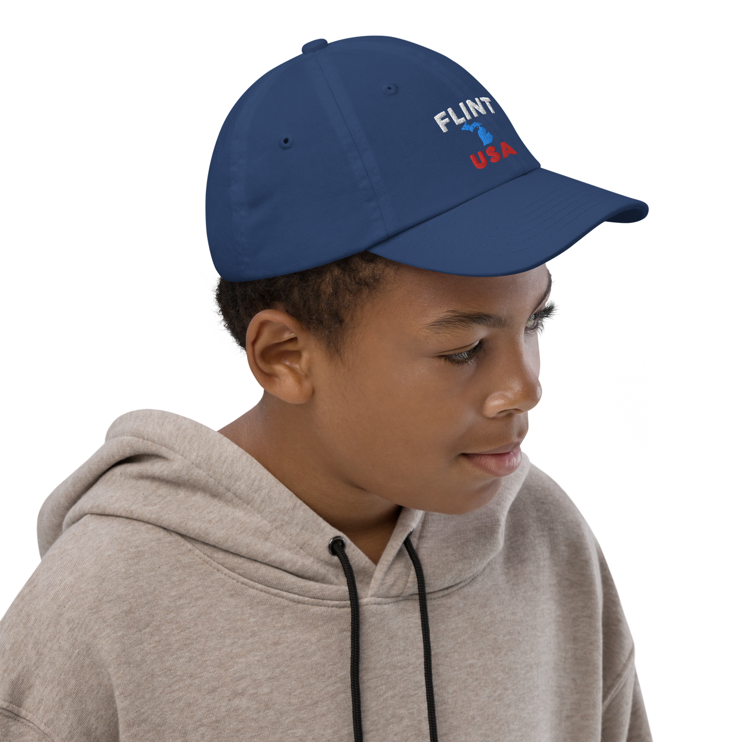 'Flint USA' Youth Baseball Cap (w/ Michigan Outline)