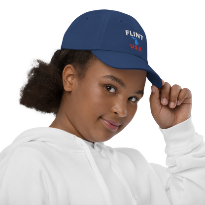 'Flint USA' Youth Baseball Cap (w/ Michigan Outline)