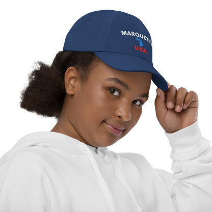 'Marquette USA' Youth Baseball Cap (w/ Michigan Outline)