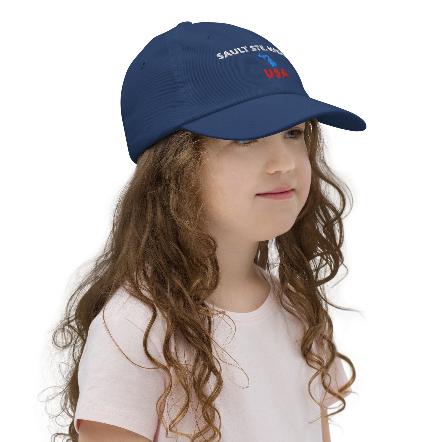 'Sault Ste. Marie USA' Youth Baseball Cap (w/ Michigan Outline)