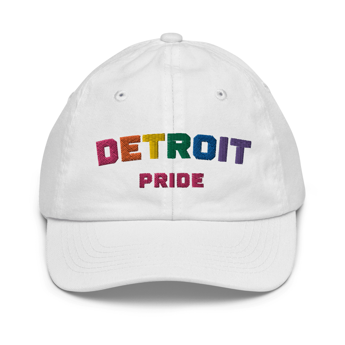 'Detroit Pride' Youth Baseball Cap (LGBTQ Rainbow Pride Colors) - Circumspice Michigan