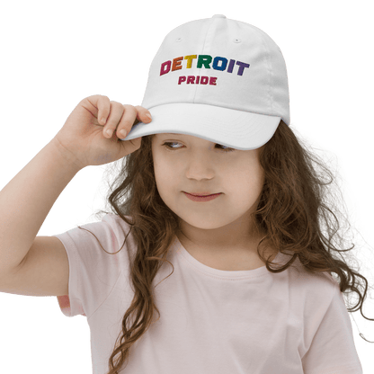 'Detroit Pride' Youth Baseball Cap (LGBTQ Rainbow Pride Colors) - Circumspice Michigan