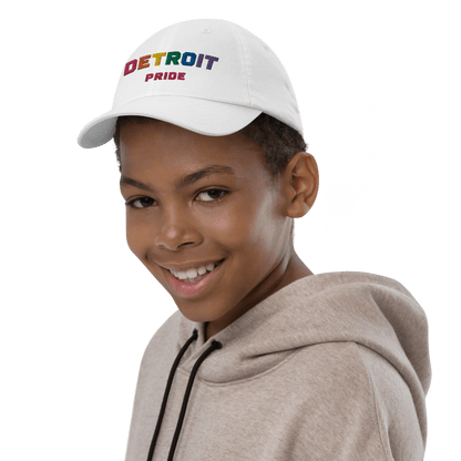 'Detroit Pride' Youth Baseball Cap (LGBTQ Rainbow Pride Colors) - Circumspice Michigan