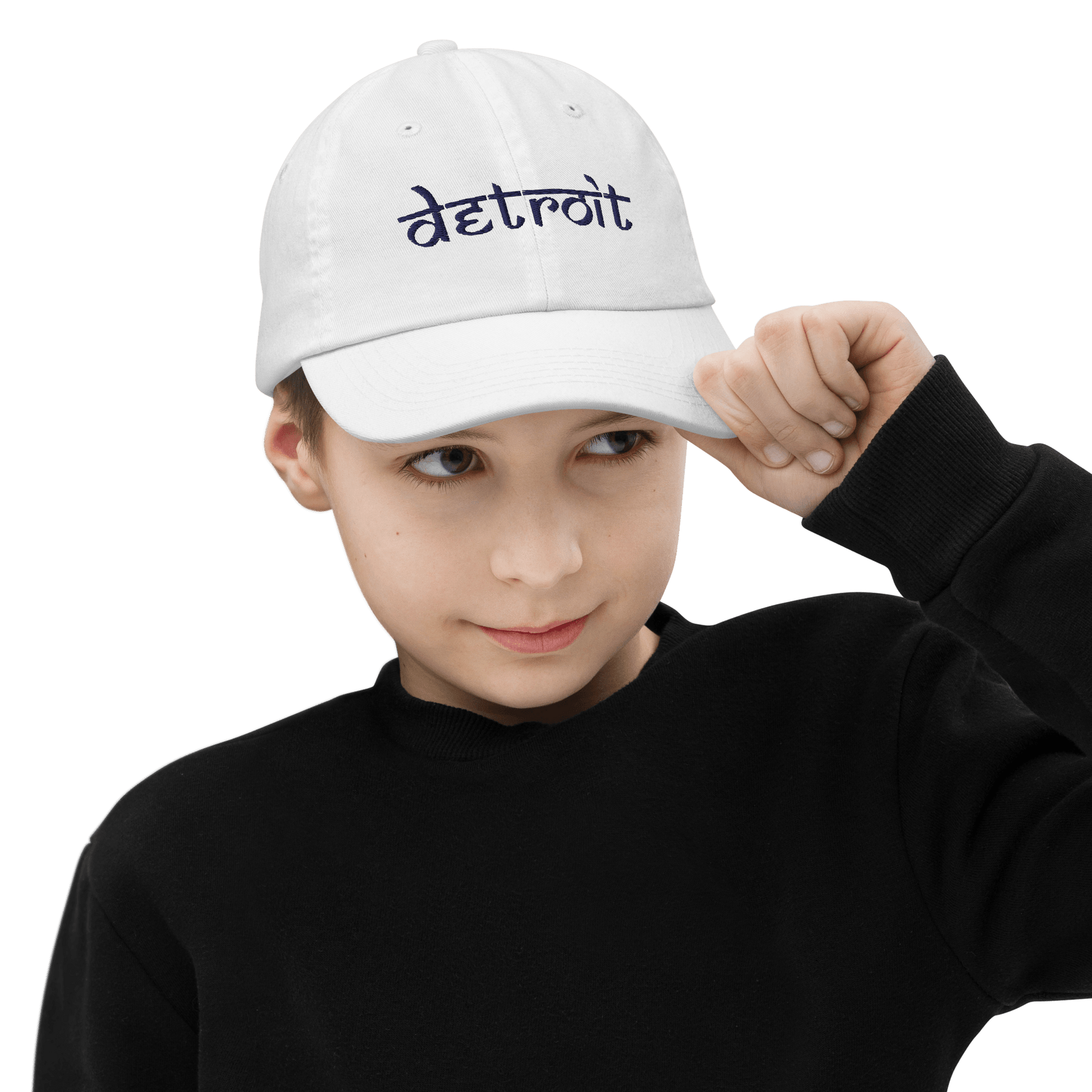 'Detroit' Youth Baseball Cap (South Asian-Style Font) - Circumspice Michigan