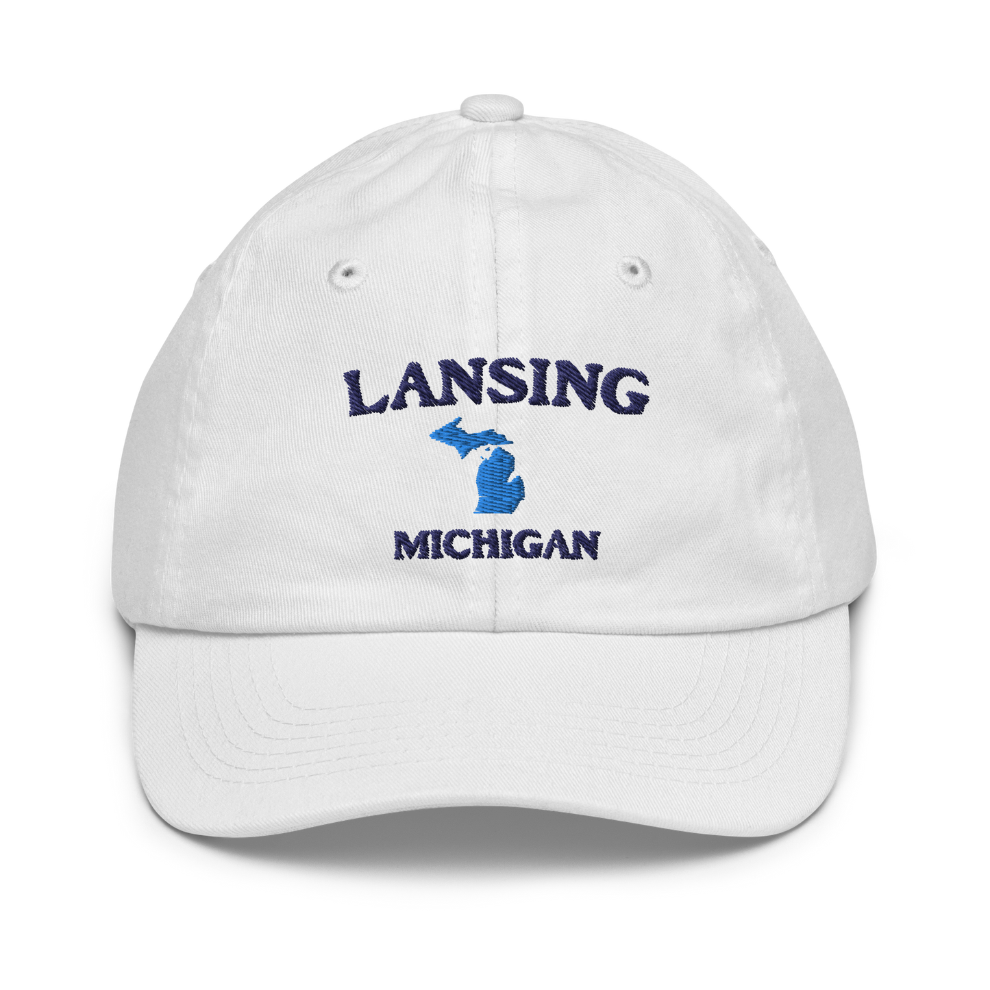 'Lansing Michigan' Youth Baseball Cap (w/ Michigan Outline)