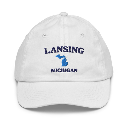 'Lansing Michigan' Youth Baseball Cap (w/ Michigan Outline)