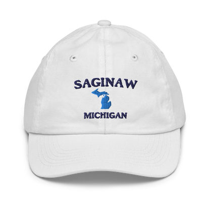 'Saginaw Michigan' Youth Baseball Cap (w/ Michigan Outline)