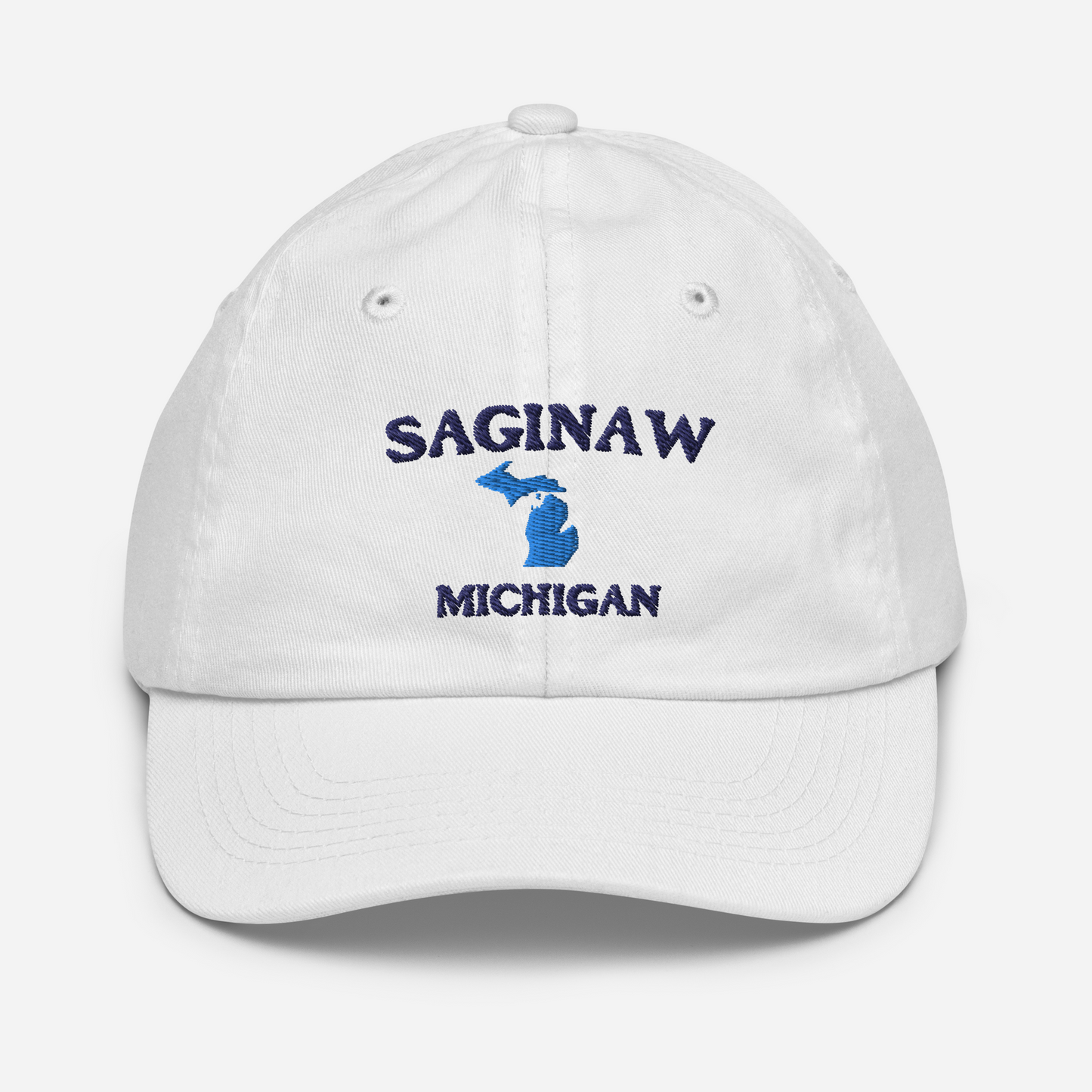 'Saginaw Michigan' Youth Baseball Cap (w/ Michigan Outline)