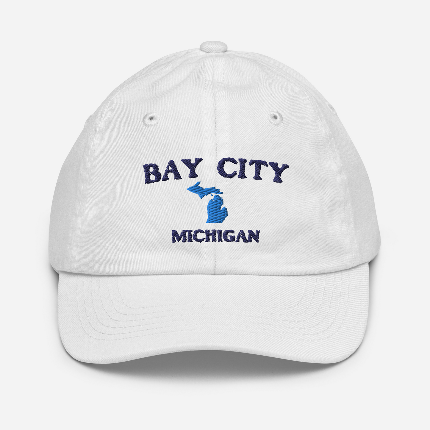 'Bay City Michigan' Youth Baseball Cap (w/ Michigan Outline)