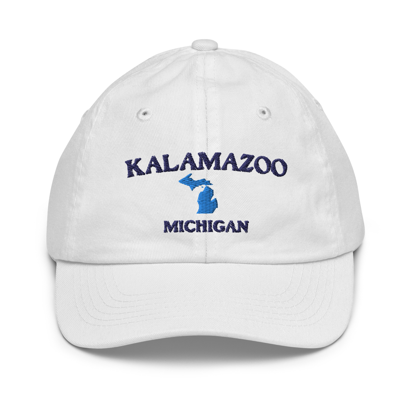 'Kalamazoo Michigan' Youth Baseball Cap (w/ Michigan Outline)