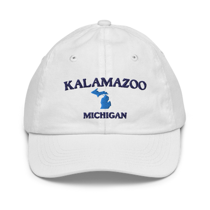 'Kalamazoo Michigan' Youth Baseball Cap (w/ Michigan Outline)