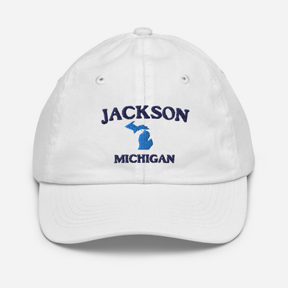 'Jackson Michigan' Youth Baseball Cap (w/ Michigan Outline)