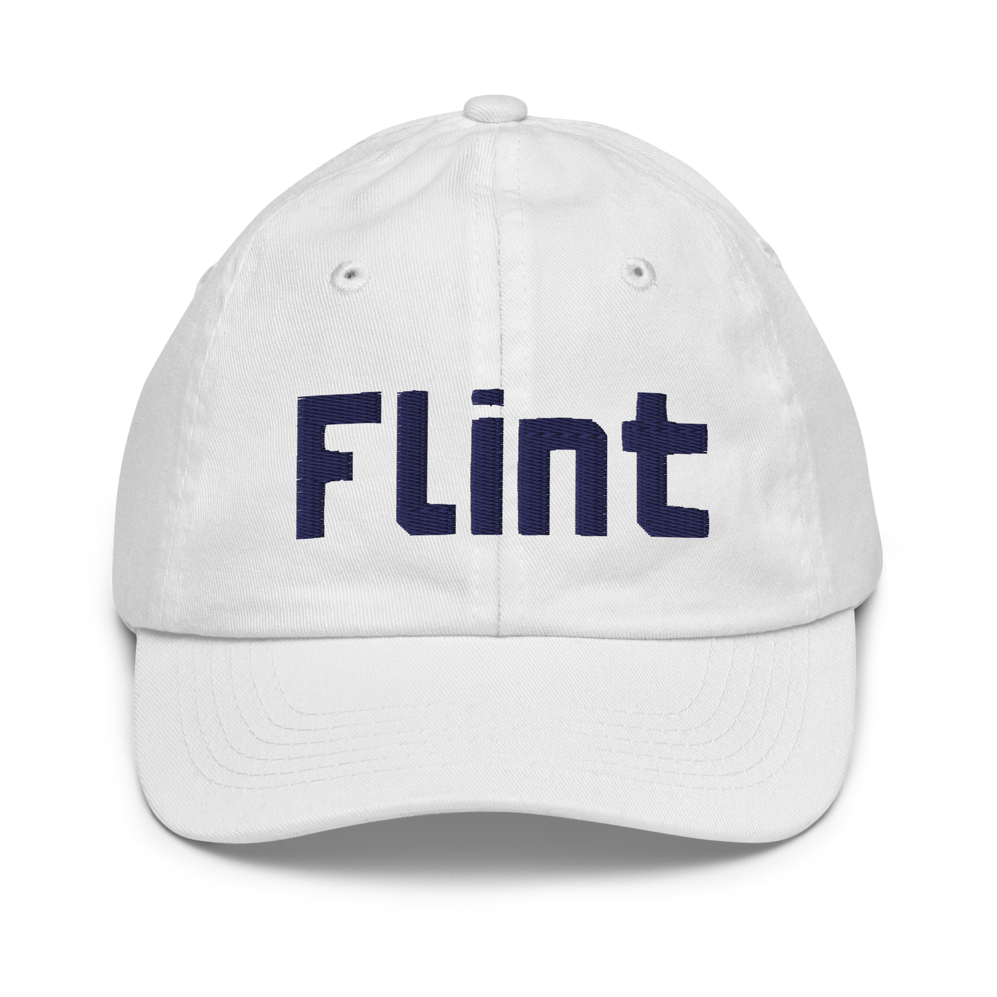 'Flint' Youth Baseball Cap | White/Black Embroidery