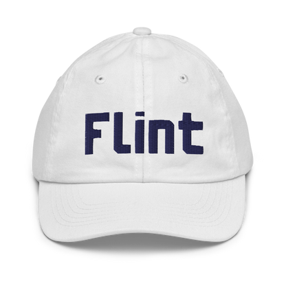 'Flint' Youth Baseball Cap | White/Black Embroidery