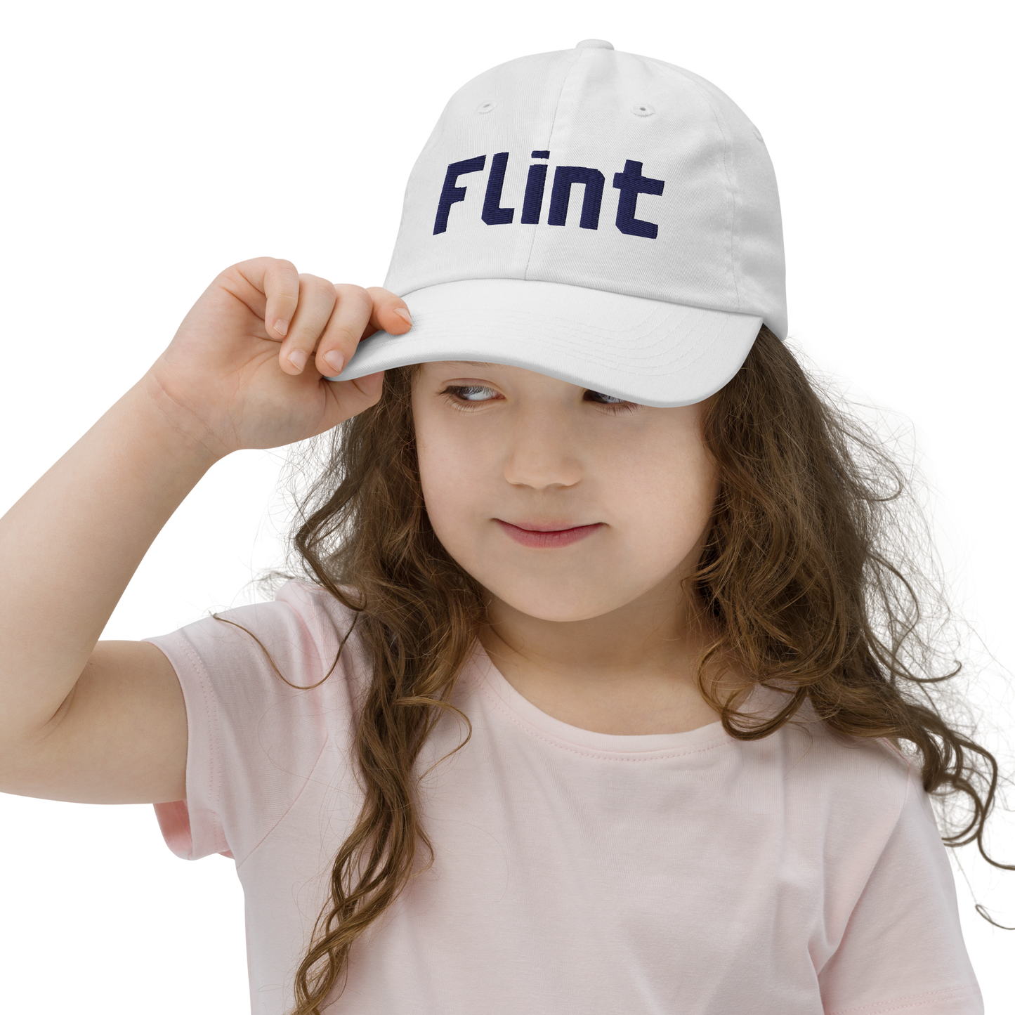 'Flint' Youth Baseball Cap | White/Black Embroidery