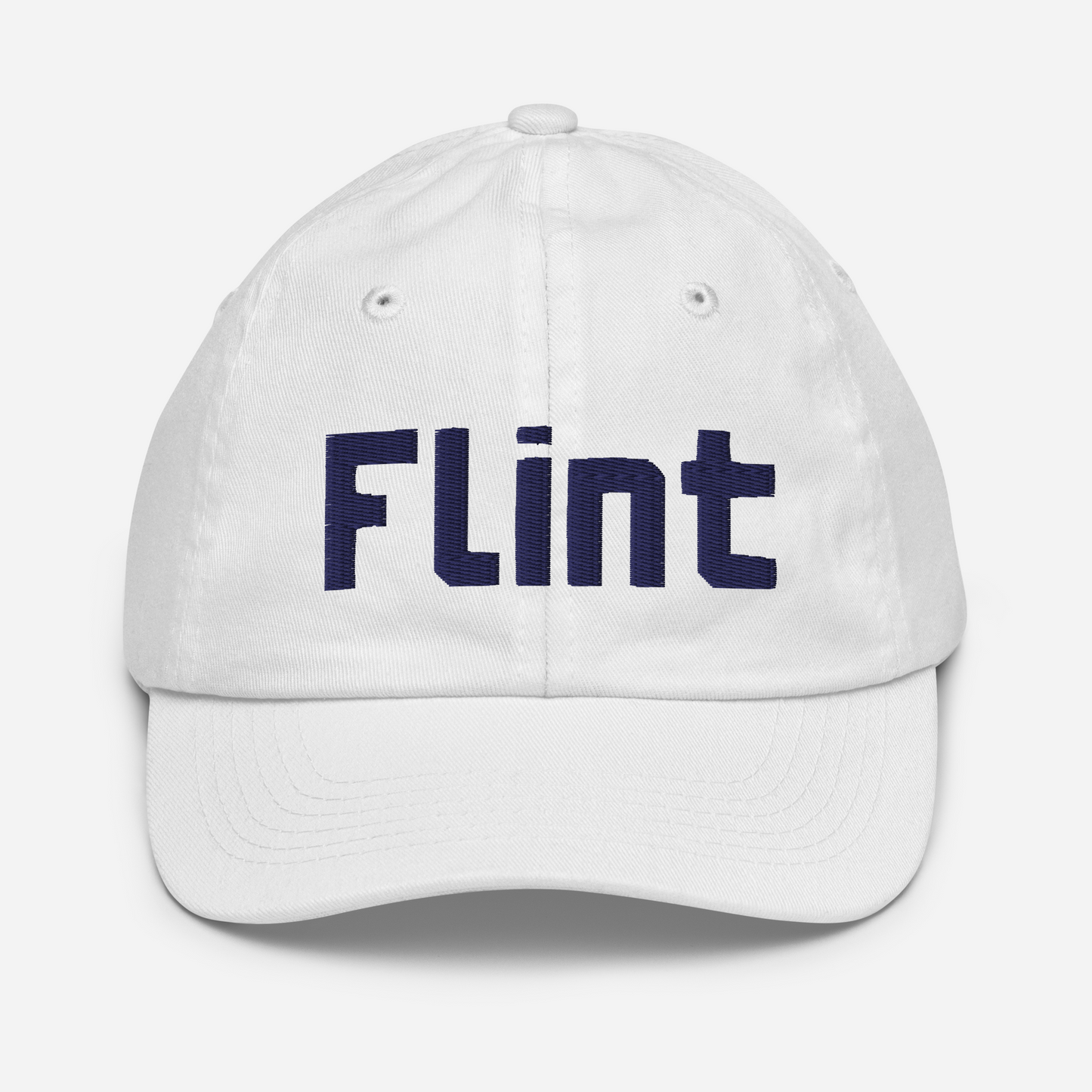 'Flint' Youth Baseball Cap | White/Black Embroidery