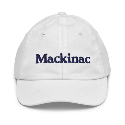 'Mackinac' Youth Baseball Cap | White/Navy Embroidery