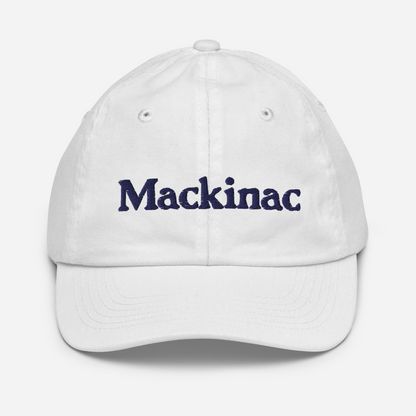 'Mackinac' Youth Baseball Cap | White/Navy Embroidery