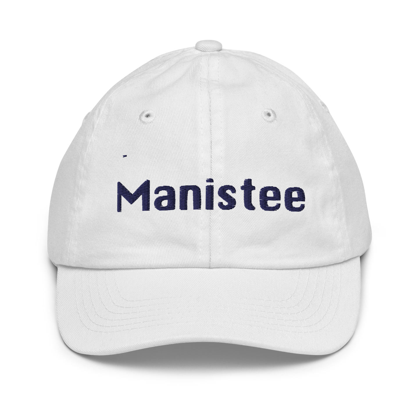 'Manistee' Youth Baseball Cap | White/Navy Embroidery