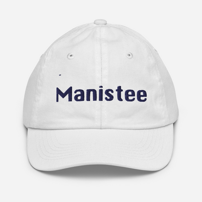 'Manistee' Youth Baseball Cap | White/Navy Embroidery