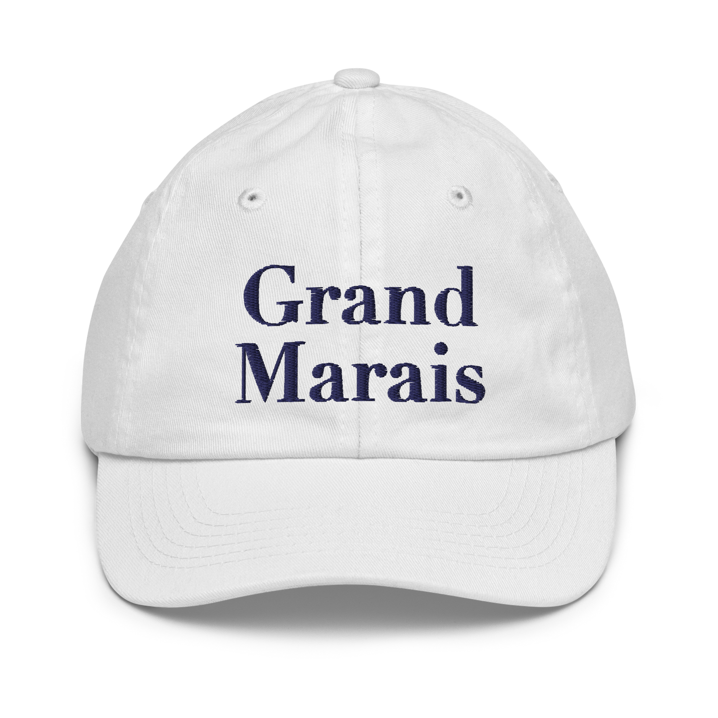 'Grand Marais' Youth Baseball Cap | White/Black Embroidery