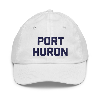 'Port Huron' Youth Baseball Cap | White/Navy Embrodiery