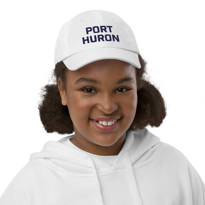 'Port Huron' Youth Baseball Cap | White/Navy Embrodiery