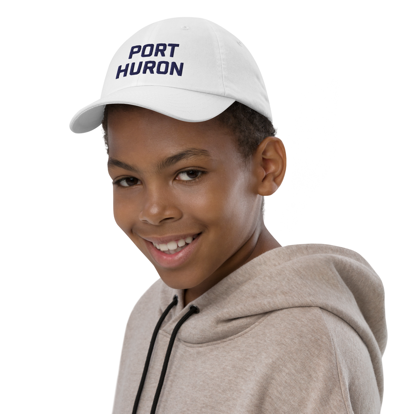 'Port Huron' Youth Baseball Cap | White/Navy Embrodiery