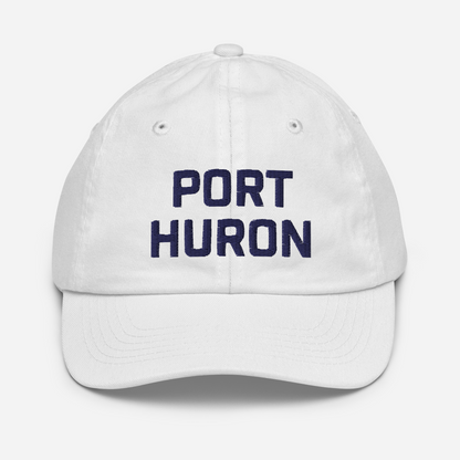 'Port Huron' Youth Baseball Cap | White/Navy Embrodiery