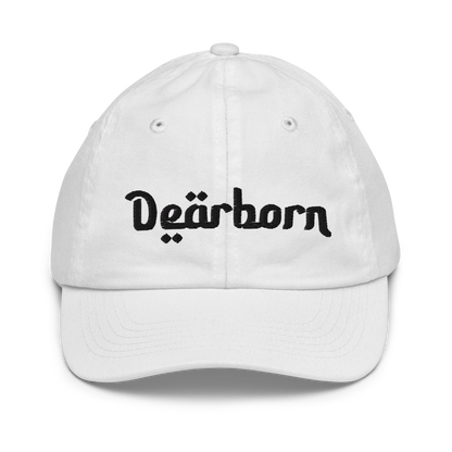 'Dearborn' Youth Baseball Cap | White/Black Embroidery