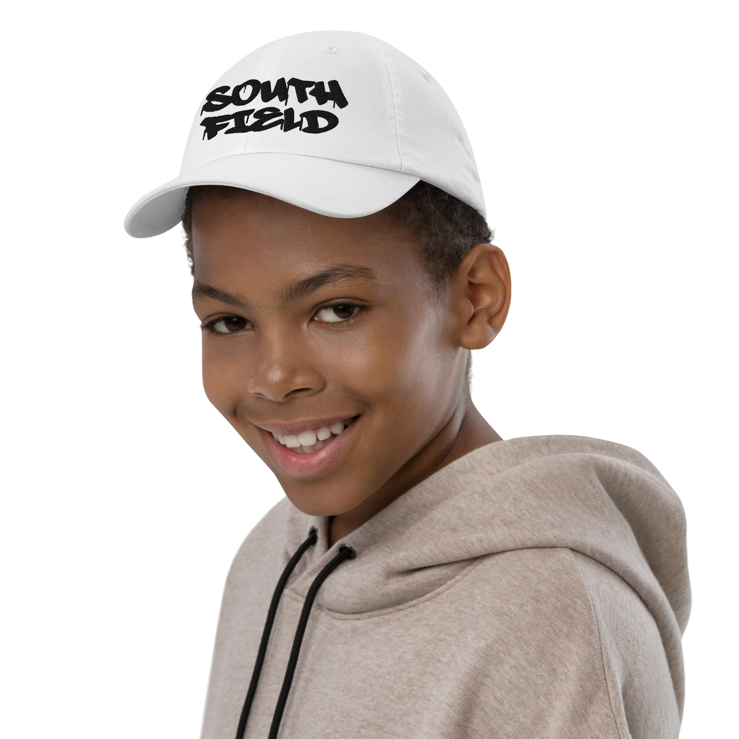 'Southfield' Youth Baseball Cap | White/Black Embroidery