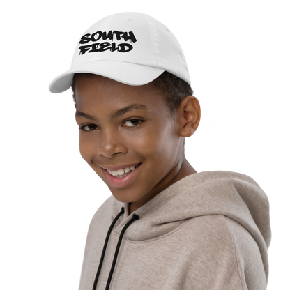 'Southfield' Youth Baseball Cap | White/Black Embroidery