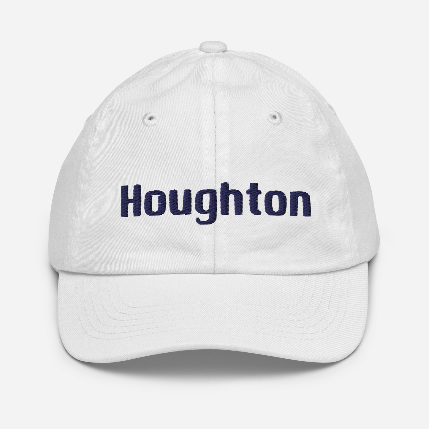 'Houghton' Youth Baseball Cap | White/Navy Embroidery