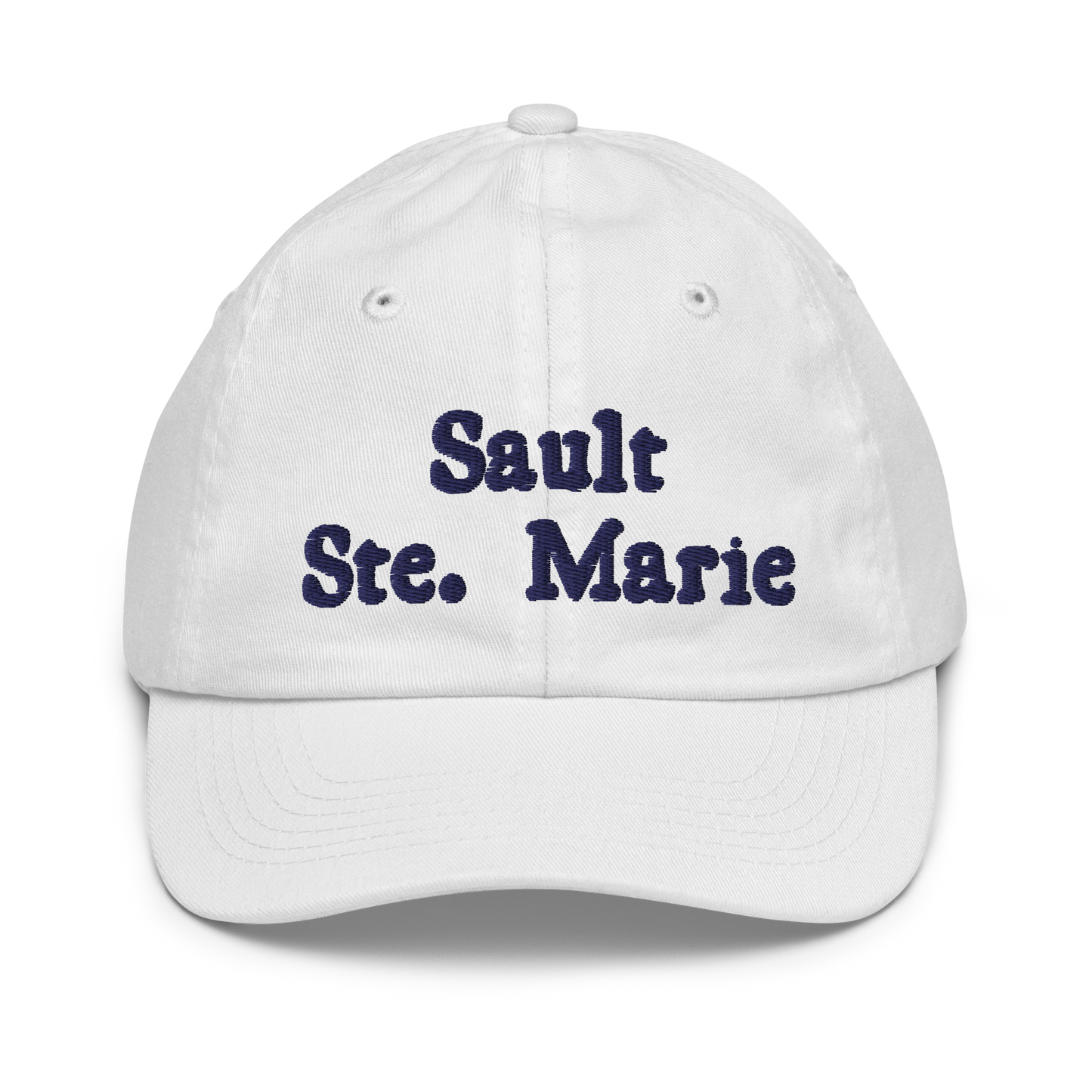 'Sault Ste. Marie' Youth Baseball Cap | White/Navy Embroidery