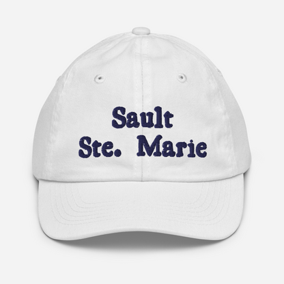 'Sault Ste. Marie' Youth Baseball Cap | White/Navy Embroidery