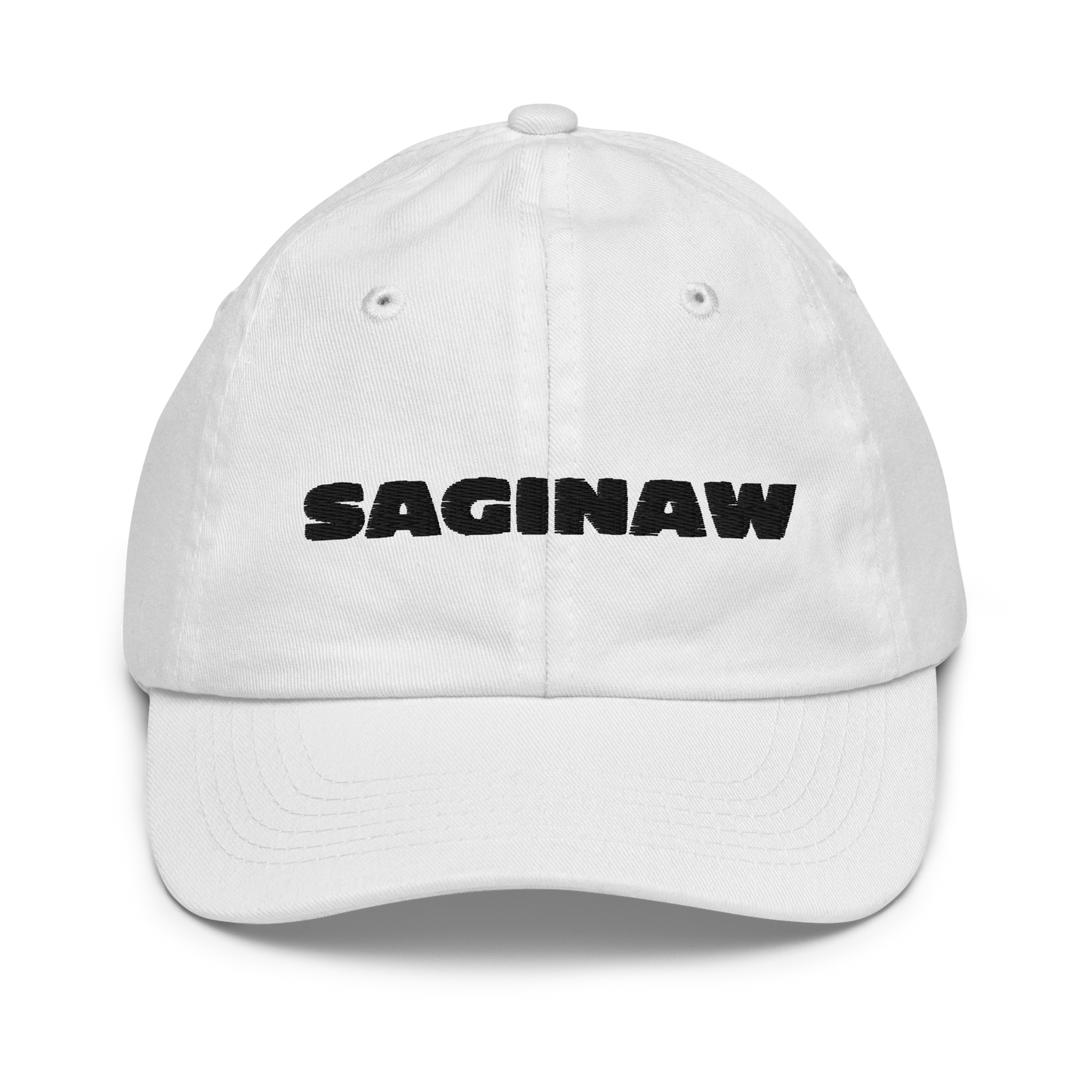 'Saginaw' Youth Baseball Cap | White/Navy Embroidery