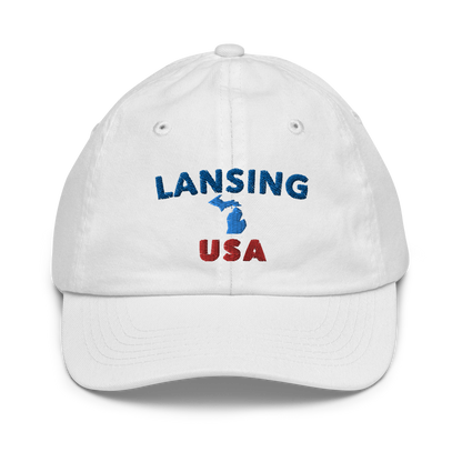 'Lansing USA' Youth Baseball Cap (w/ Michigan Outline)