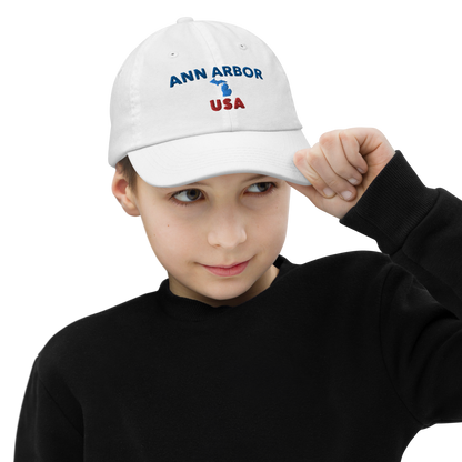 'Ann Arbor USA' Youth Baseball Cap (w/ Michigan Outline)