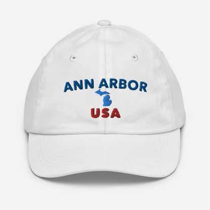 'Ann Arbor USA' Youth Baseball Cap (w/ Michigan Outline)