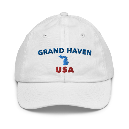 'Grand Haven USA' Youth Baseball Cap (w/ Michigan Outline)