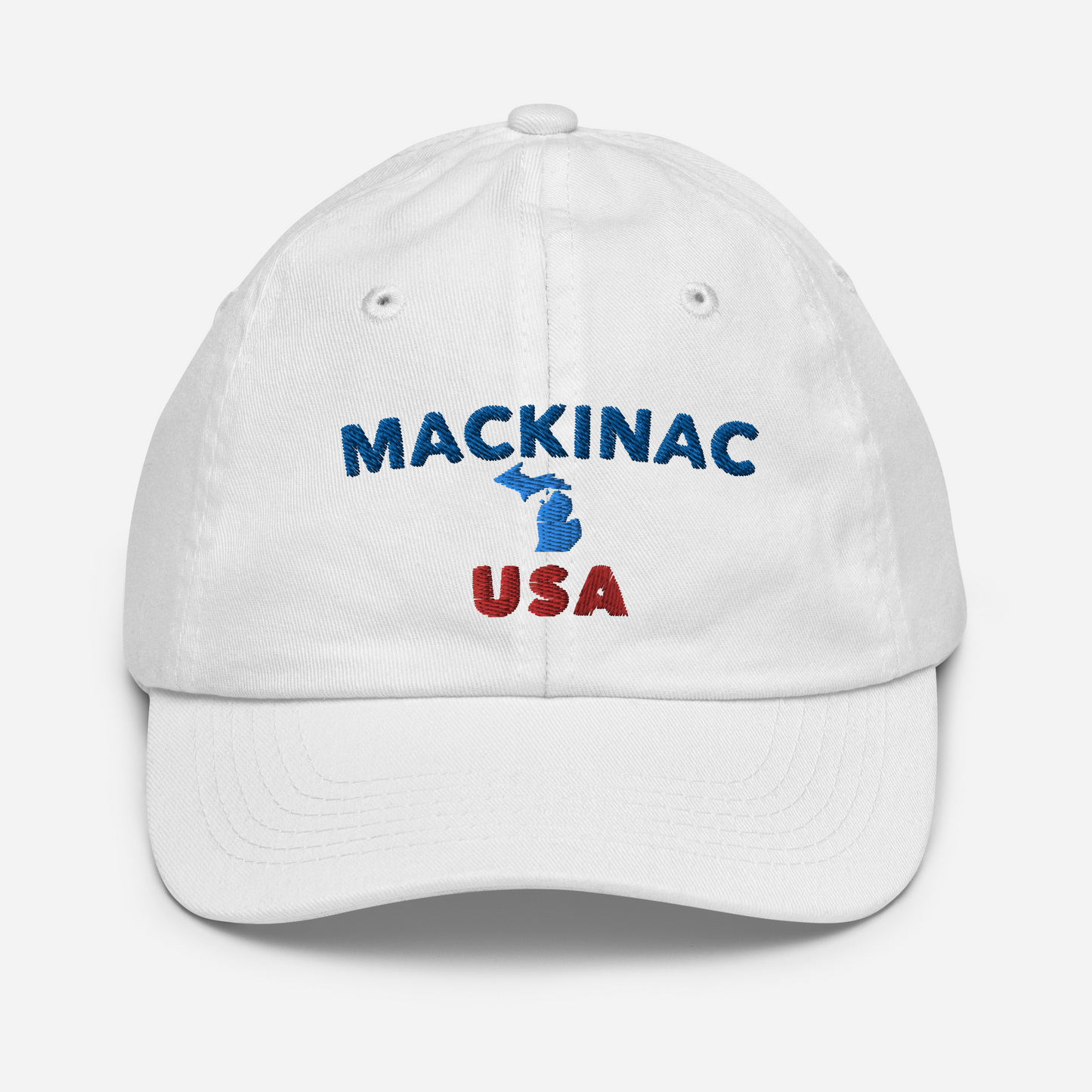 'Mackinac USA' Youth Baseball Cap (w/ Michigan Outline)