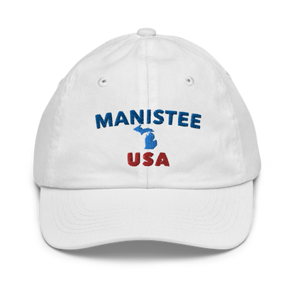 'Manistee USA' Youth Baseball Cap (w/ Michigan Outline)