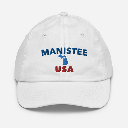 'Manistee USA' Youth Baseball Cap (w/ Michigan Outline)